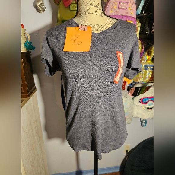 NWT BCG Navy Blue V Neck Ladies Tee Size Large - Picture 1 of 8